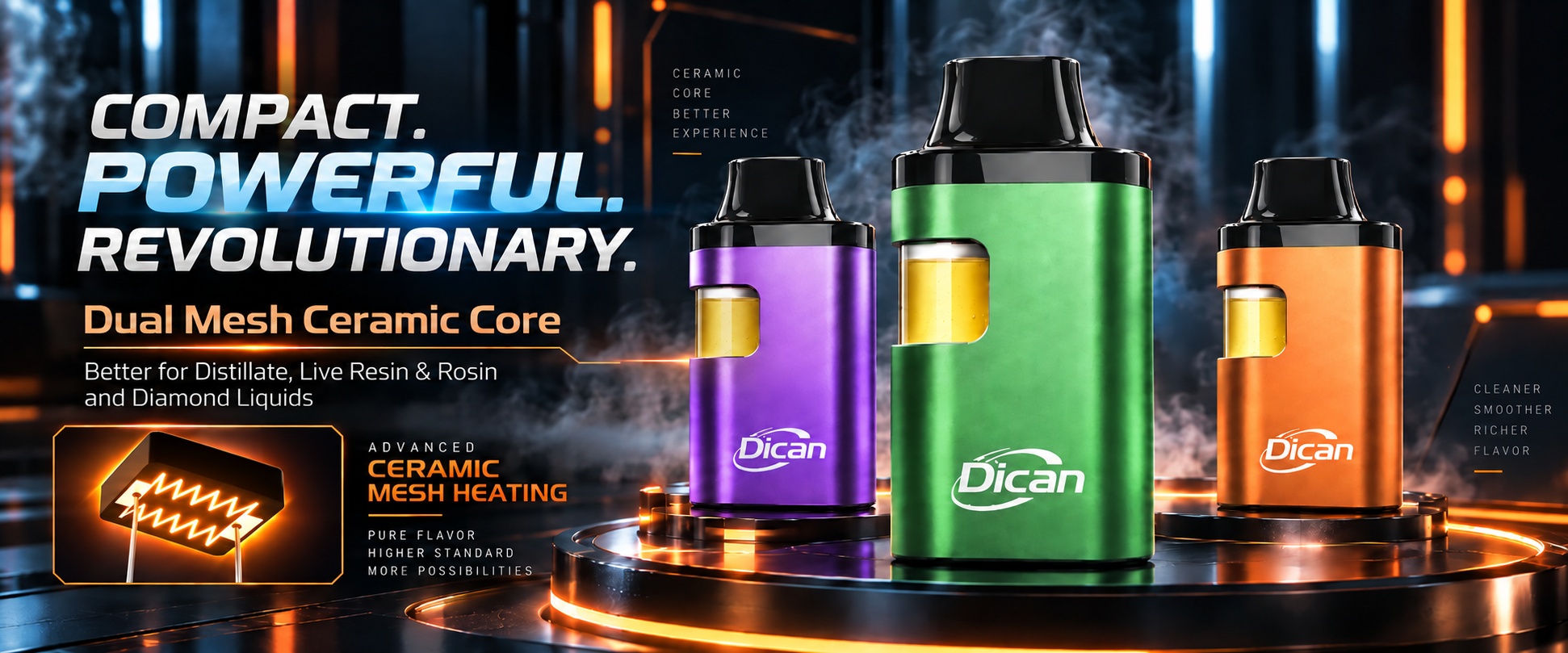 Dual Mesh Ceramic Core Vape for Cannabis Oils